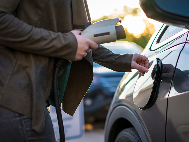 Charging an electric car at an EV Charging station