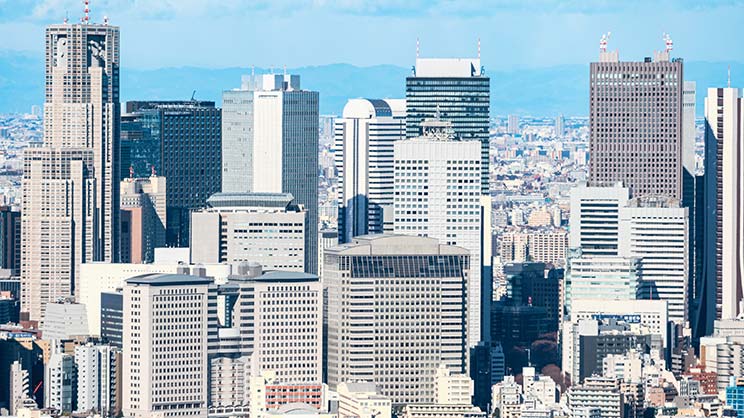 大規模オフィスビルが林立する東京