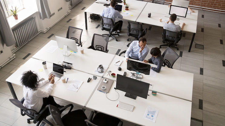 Employees are at workstation