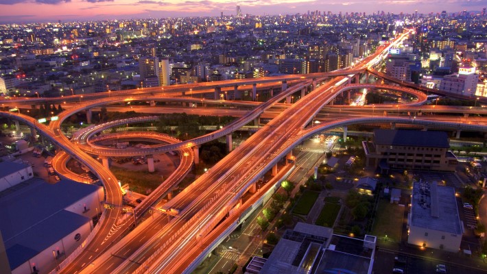 Modern over bridge aerial view 