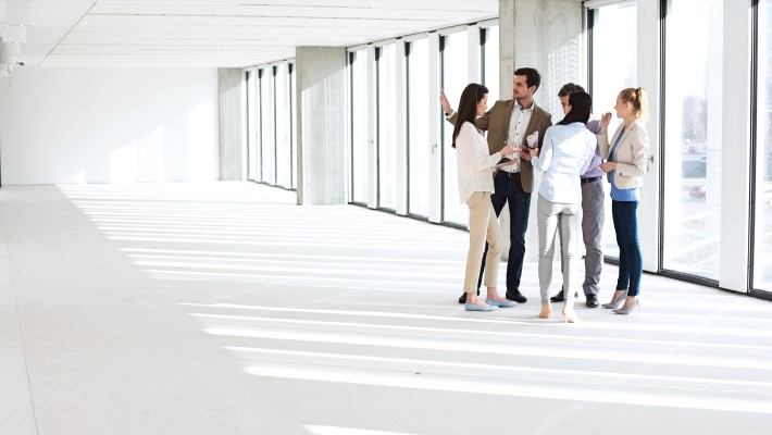 People standing together and discussing