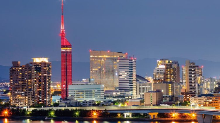 Urban landscape view of city fukuoka city