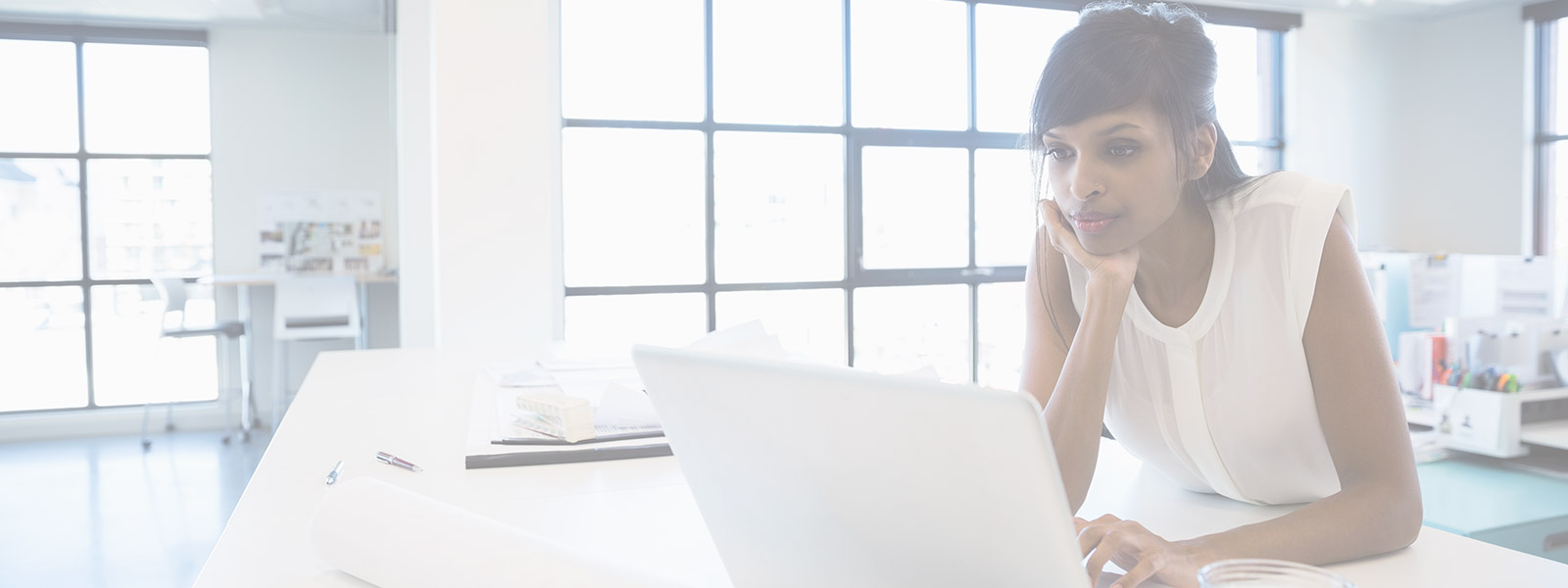 Woman working on laptop