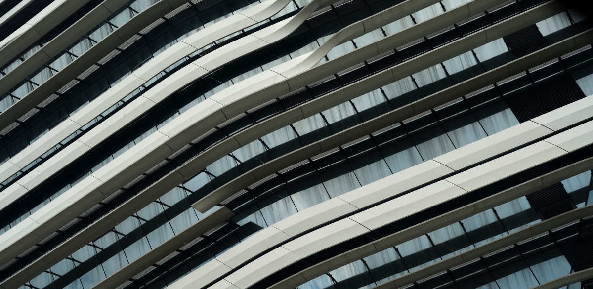 Architecture of gray and black patterns in office building