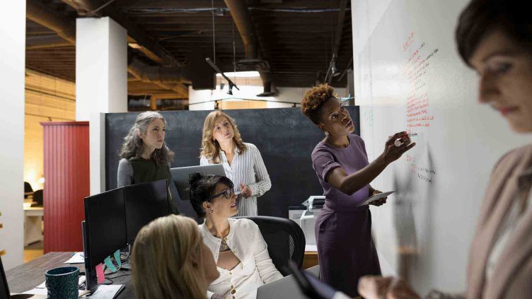 Group of people are in meeting and discussing